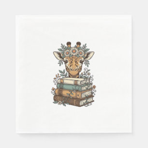 Serviette En Papier Conception de chemise florale de girafe vintage li