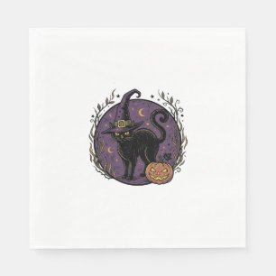 Serviette En Papier Conception de chemise vectorielle Halloween Chat S