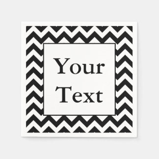 Serviette En Papier Conception de Chevron Noir avec un texte personnal