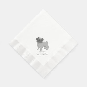 Serviette En Papier Conception de chien de Carlin gris personnalisée