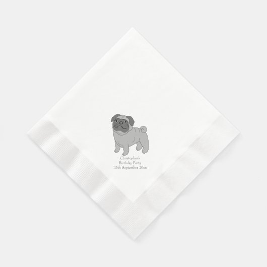 Serviette En Papier Conception de chien de Carlin gris personnalisée (Coin)