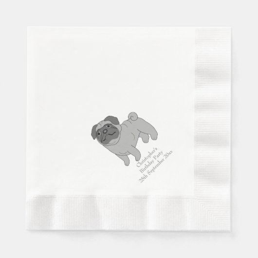Serviette En Papier Conception de chien de Carlin gris personnalisée (Devant)