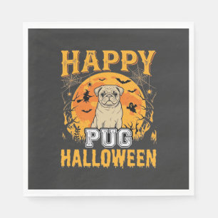 Serviette En Papier Conception de chien effrayant Halloween Pug heureu