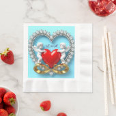 Serviette En Papier Conception de cœur romantique (En situation)