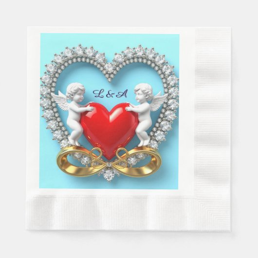 Serviette En Papier Conception de cœur romantique (Devant)
