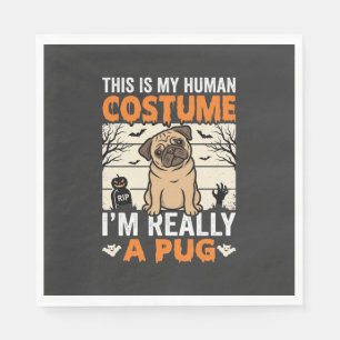 Serviette En Papier Conception de costume humain drôle de pug Hallowee