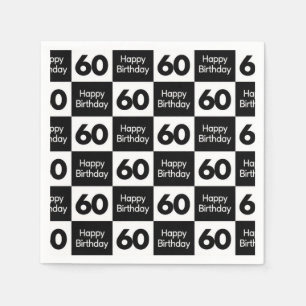 Serviette En Papier Conception de damier noir et blanc pour 60e annive