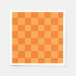 Serviette En Papier Conception de damier orange clair et foncé
