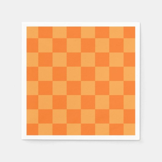 Serviette En Papier Conception de damier orange clair et foncé (Devant)