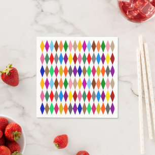 Serviette En Papier Conception de diamants arlequin colorés blanc