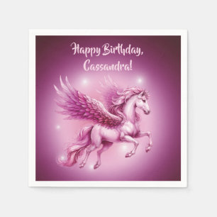 Serviette En Papier Conception de fantaisie de licorne rose pour anniv