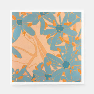 Serviette En Papier Conception de feuille contemporaine en pêche