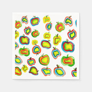 Serviette En Papier Conception de fruit d'aquarelle pomme funky