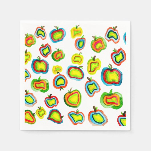Serviette En Papier Conception de fruit d'aquarelle pomme funky (Devant)