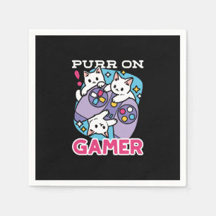 Serviette En Papier Conception de gamer de chat - Purr sur Gamer Joyst