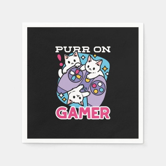 Serviette En Papier Conception de gamer de chat - Purr sur Gamer Joyst (Devant)