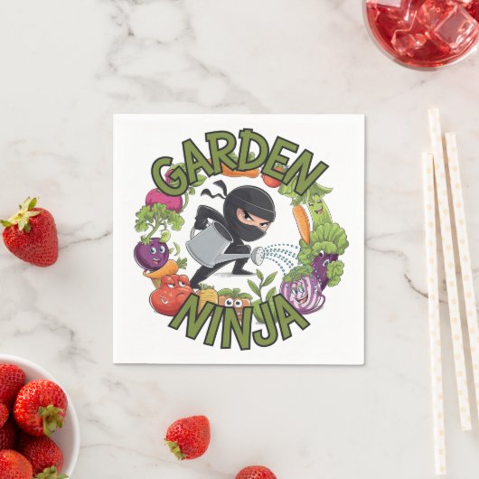 Serviette En Papier Conception de Garden Ninja - Graphisme de jardinag (En situation)