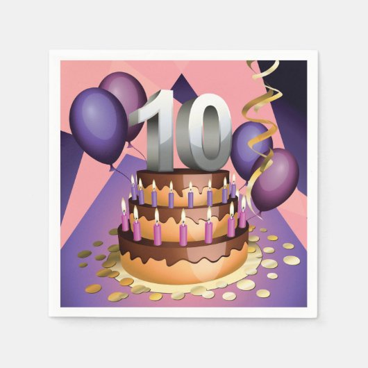 Serviette En Papier Conception de gâteau de célébration du 10e anniver (Devant)