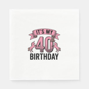 Serviette En Papier Conception de gravure vintage de licorne pour 40e