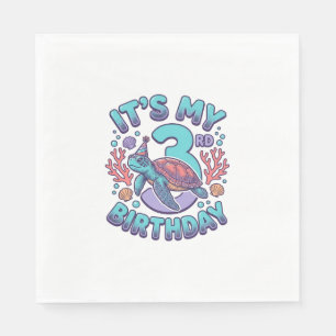 Serviette En Papier Conception de gravure vintage tortue 3e anniversai