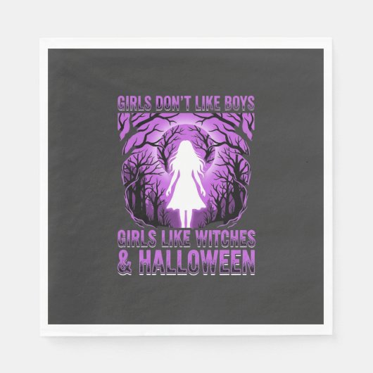 Serviette En Papier Conception de Halloween pour filles comme des sorc (Devant)