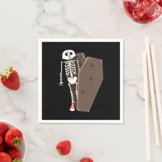 Serviette En Papier Conception de Halloween squelette et cercueil (En situation)