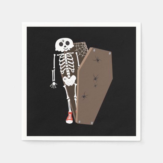 Serviette En Papier Conception de Halloween squelette et cercueil (Devant)
