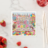 Serviette En Papier Conception de joyeux anniversaire Candyland douce  (En situation)