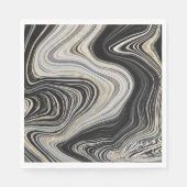 Serviette En Papier Conception de l'Agate Noir et Or (Devant)