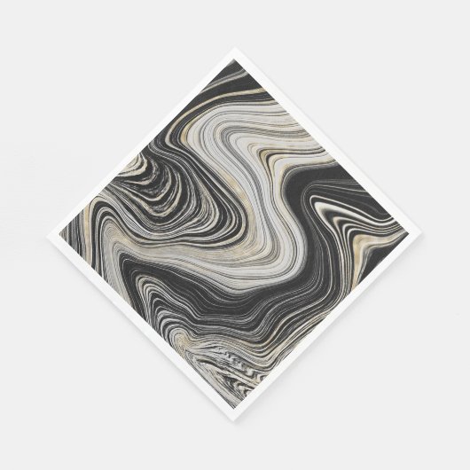 Serviette En Papier Conception de l'Agate Noir et Or (Coin)