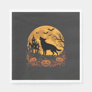 Serviette En Papier Conception de lune de Halloween de berger allemand