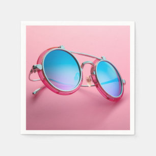 Serviette En Papier Conception de lunettes de soleil à thème, rose coo