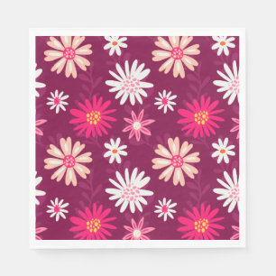 Serviette En Papier Conception de marguerite Magenta