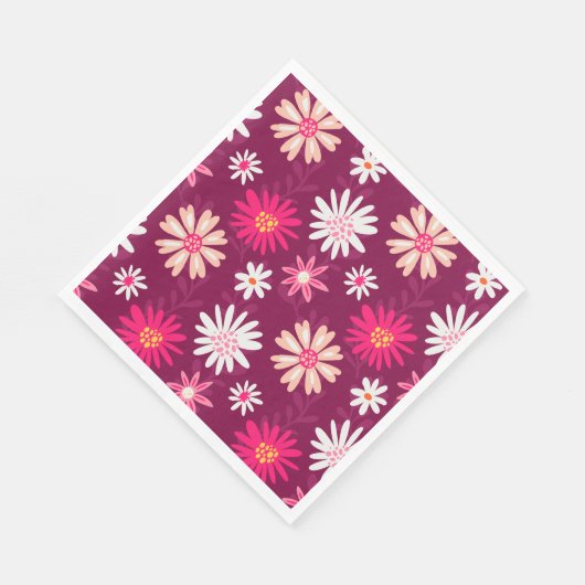 Serviette En Papier Conception de marguerite Magenta (Coin)