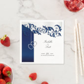 Serviette En Papier Conception de Mariage bleu marine (En situation)