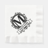 Serviette En Papier Conception de monogramme floral (Devant)