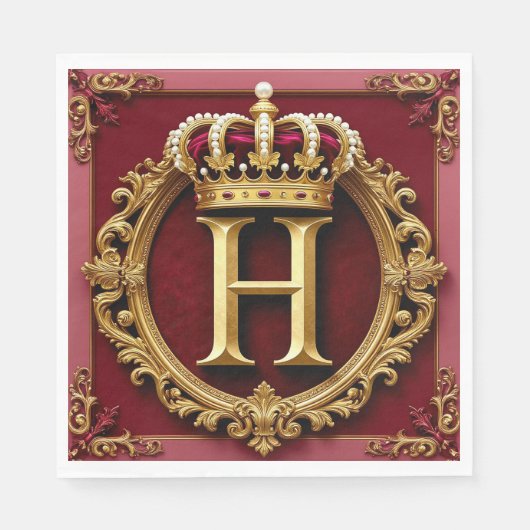Serviette En Papier ✨ Conception de monogramme H pour tables d'événeme (Devant)