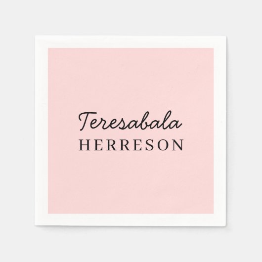 Serviette En Papier Conception de monogramme rose moderne (Devant)