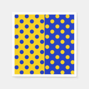 Serviette En Papier Conception de motif à pois jaune et bleu moitié-mo