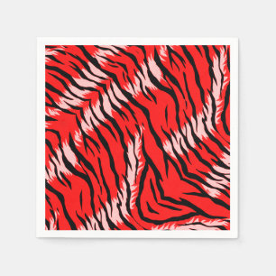 Serviette En Papier Conception de motif de peau d'animal Tigre Rouge