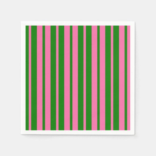 Serviette En Papier Conception de motif rayé stylé rose vert (Devant)