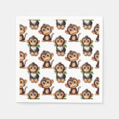 Serviette En Papier Conception de motif singe blanc (Devant)
