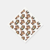 Serviette En Papier Conception de motif singe blanc (Coin)