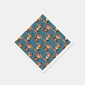 Serviette En Papier Conception de motif singe bleu  (Coin)