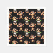 Serviette En Papier Conception de motif singe noir  (Devant)