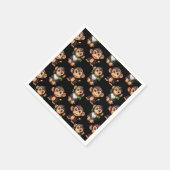Serviette En Papier Conception de motif singe noir  (Coin)