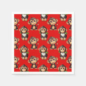 Serviette En Papier Conception de motif singe rouge (Devant)