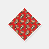 Serviette En Papier Conception de motif singe rouge (Coin)