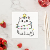 Serviette En Papier Conception de Noël de chat mignon (En situation)