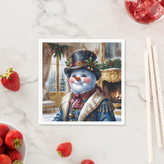 Serviette En Papier Conception de Noël de Snowman victorien (En situation)